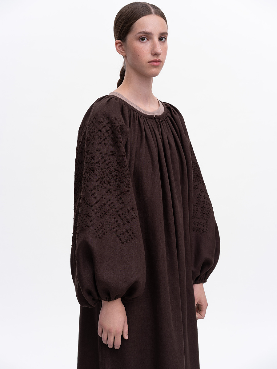 Brown embroidered dress "Velina" [0]