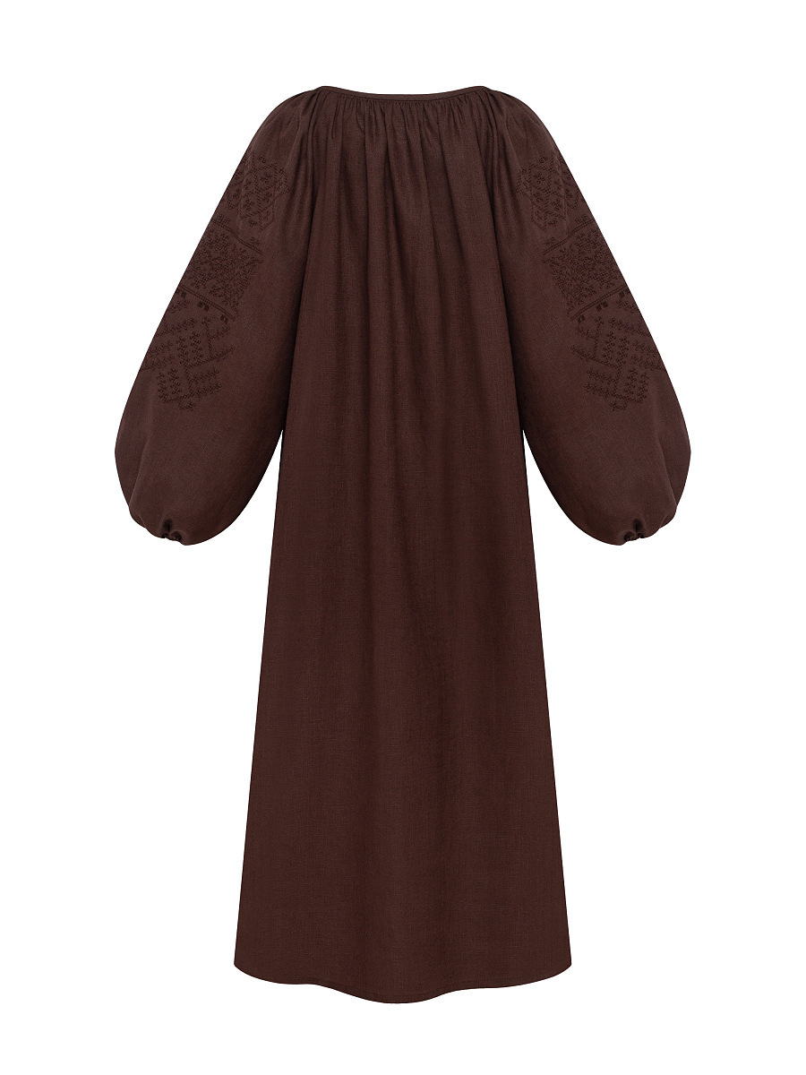 Brown embroidered dress "Velina" [0]