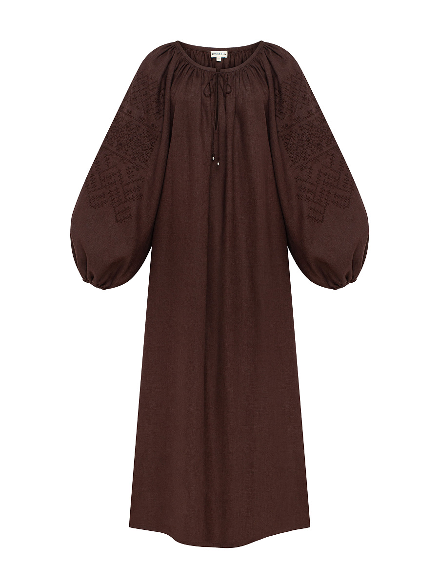 Brown embroidered dress "Velina" [0]