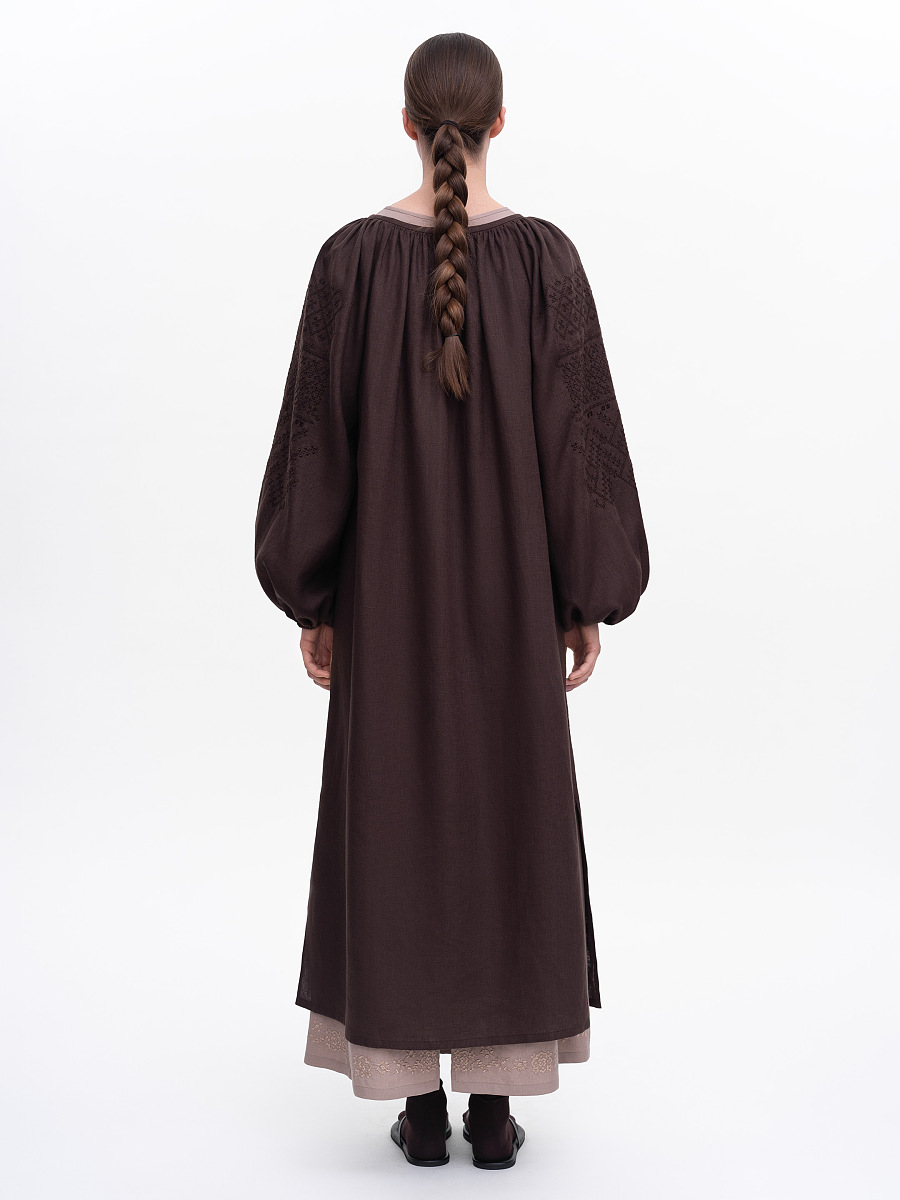 Brown embroidered dress "Velina" [0]