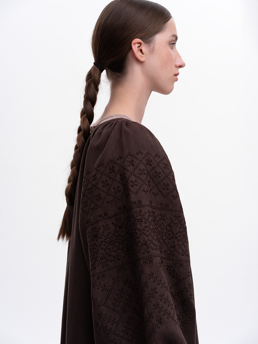 Brown embroidered dress "Velina" [0]