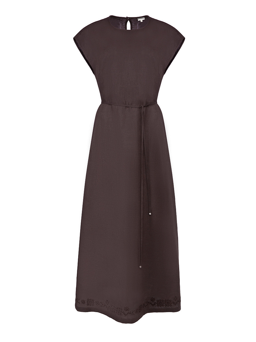 Brown embroidered dress "Nevit" [0]