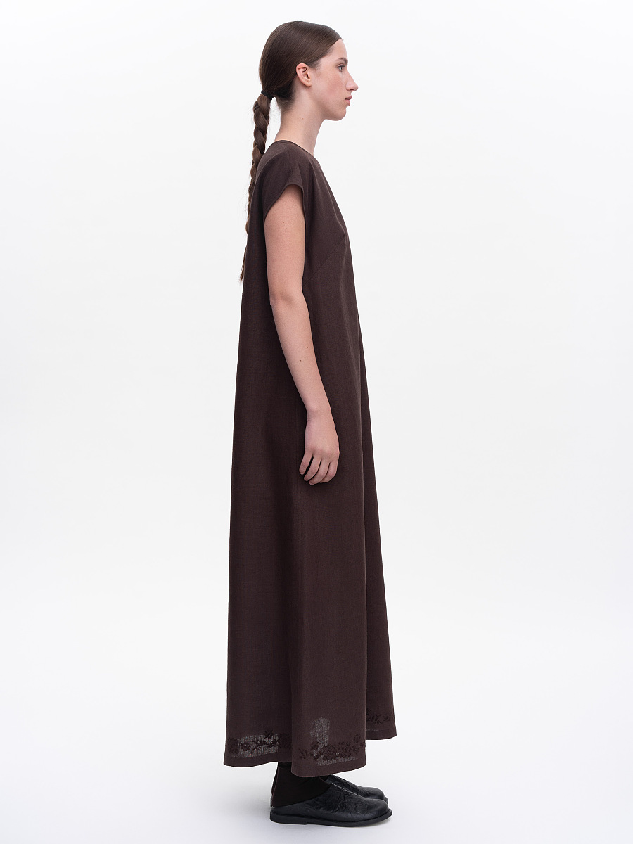 Brown embroidered dress "Nevit" [0]