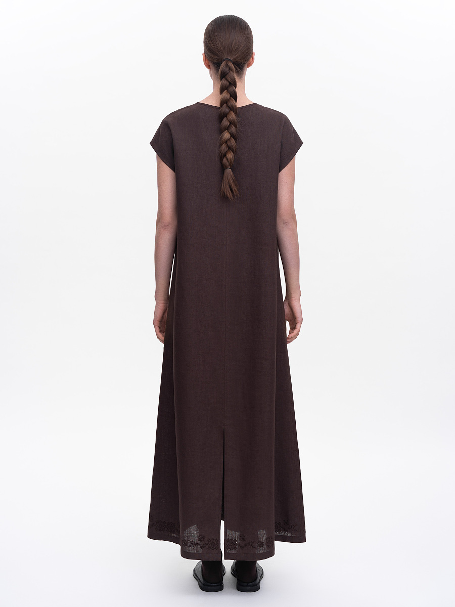 Brown embroidered dress "Nevit" [0]