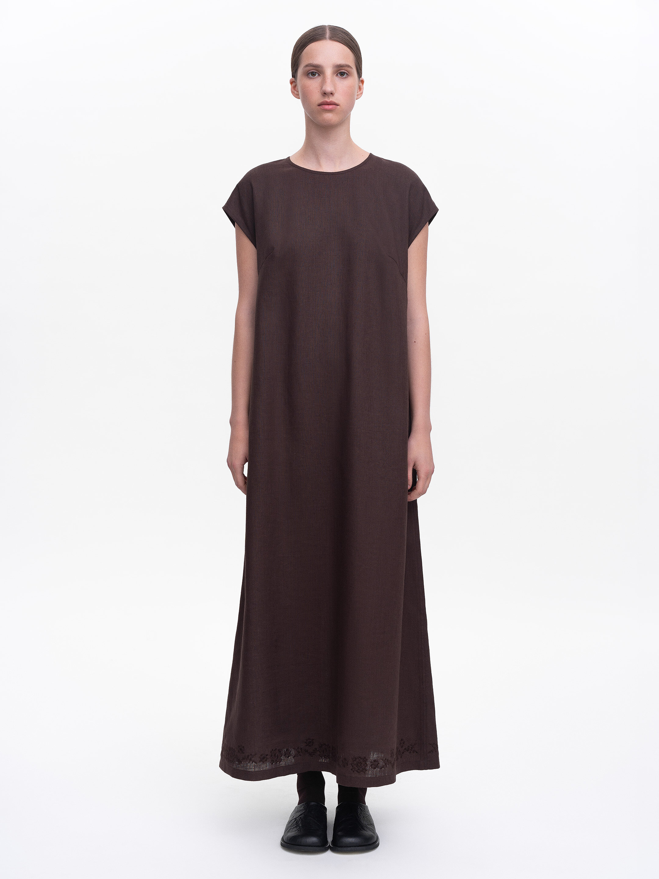 Brown embroidered dress "Nevit" cheap