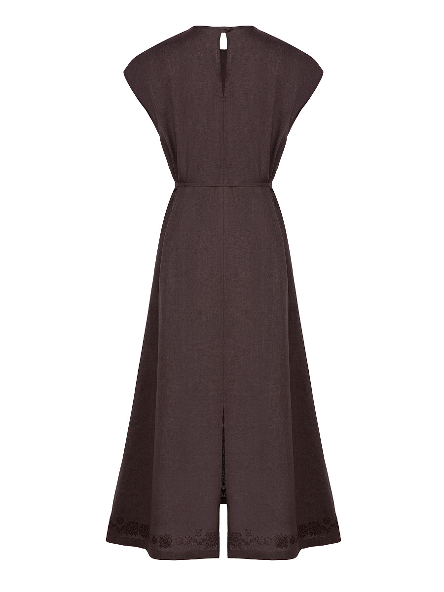 Brown embroidered dress "Nevit" [0]