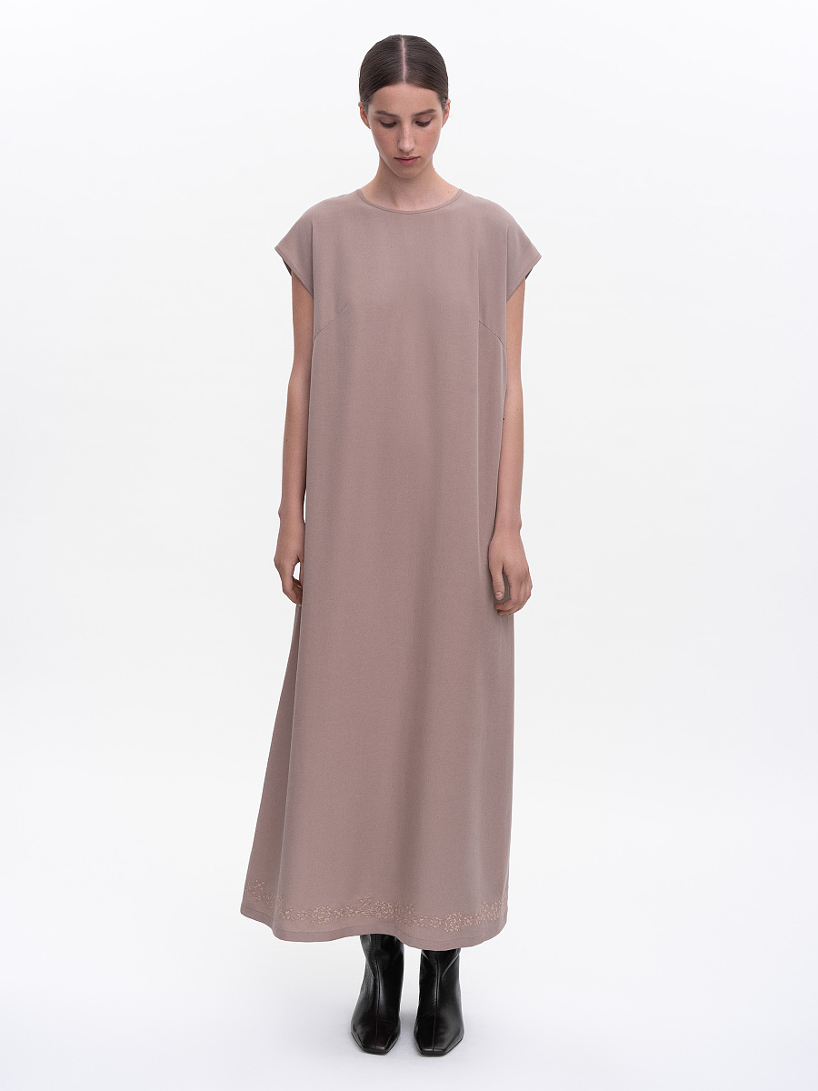Beige embroidered dress "Nevit" [0]