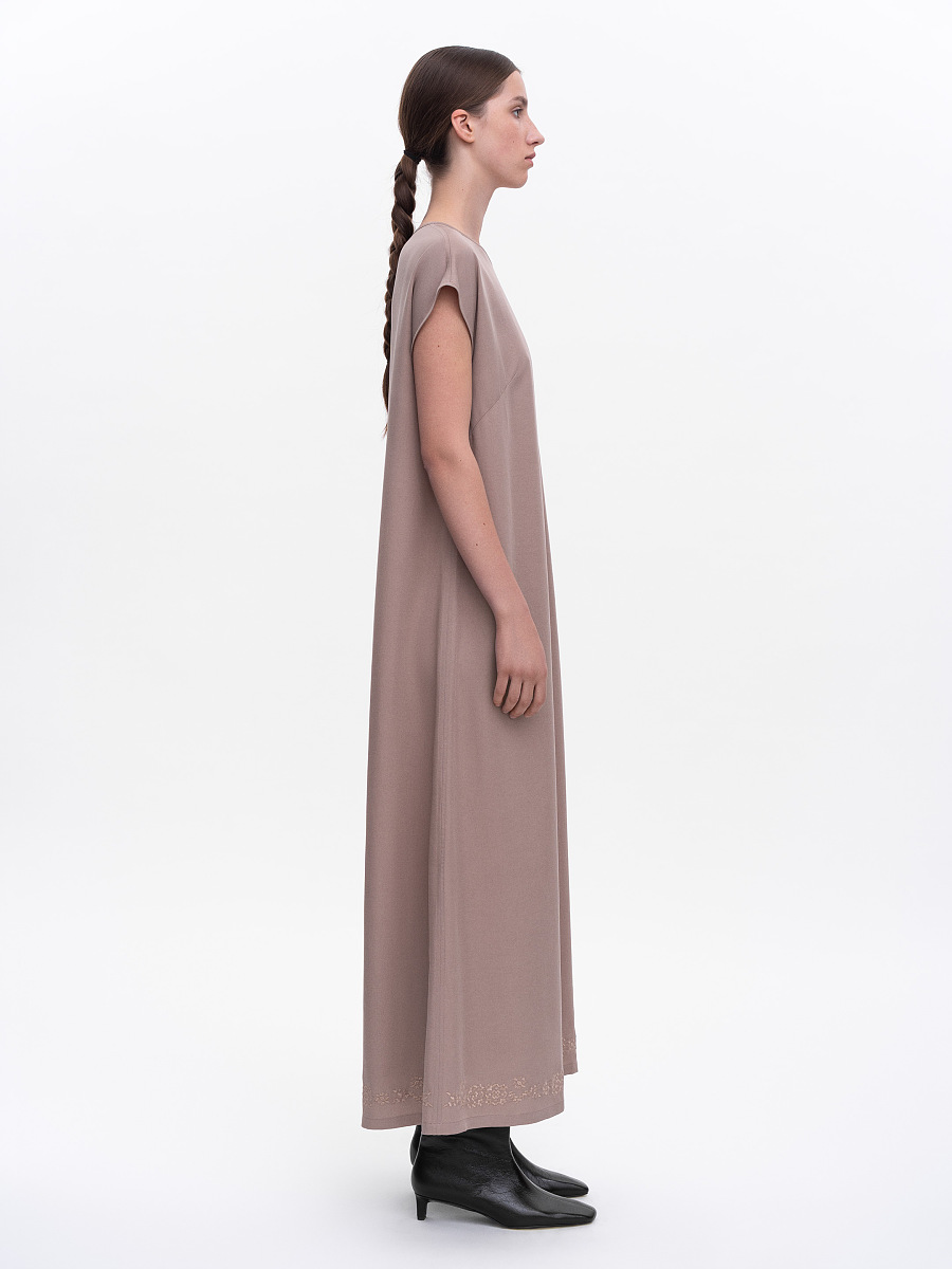 Beige embroidered dress "Nevit" [0]