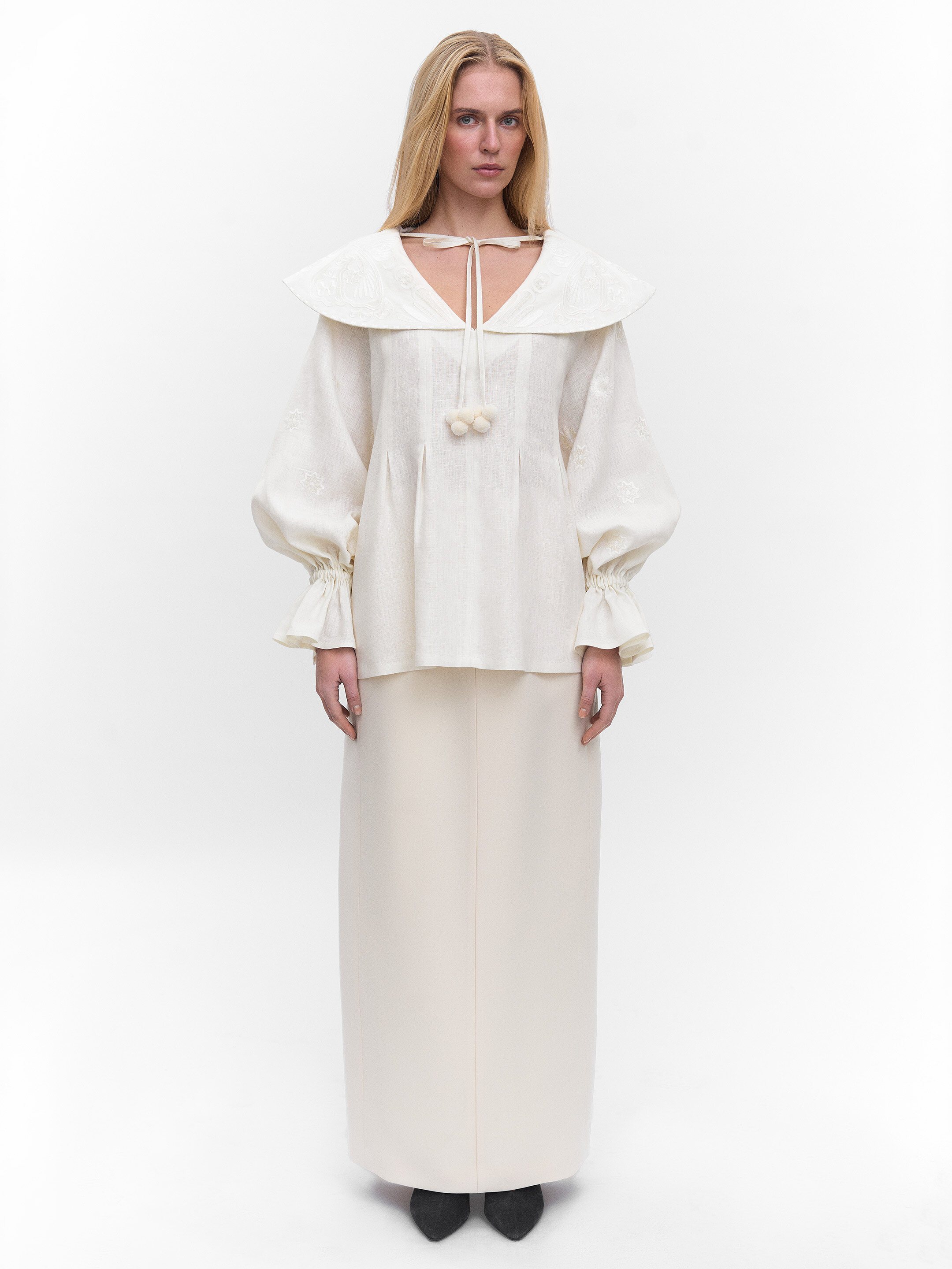 Milk white blouse "Butterfly" photo