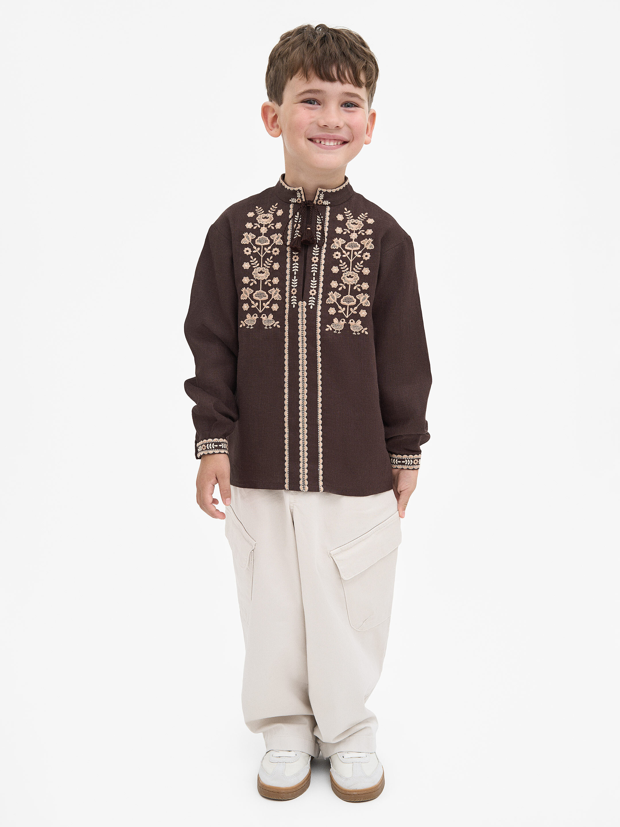 “Zozulia” brown shirt for boys cheap
