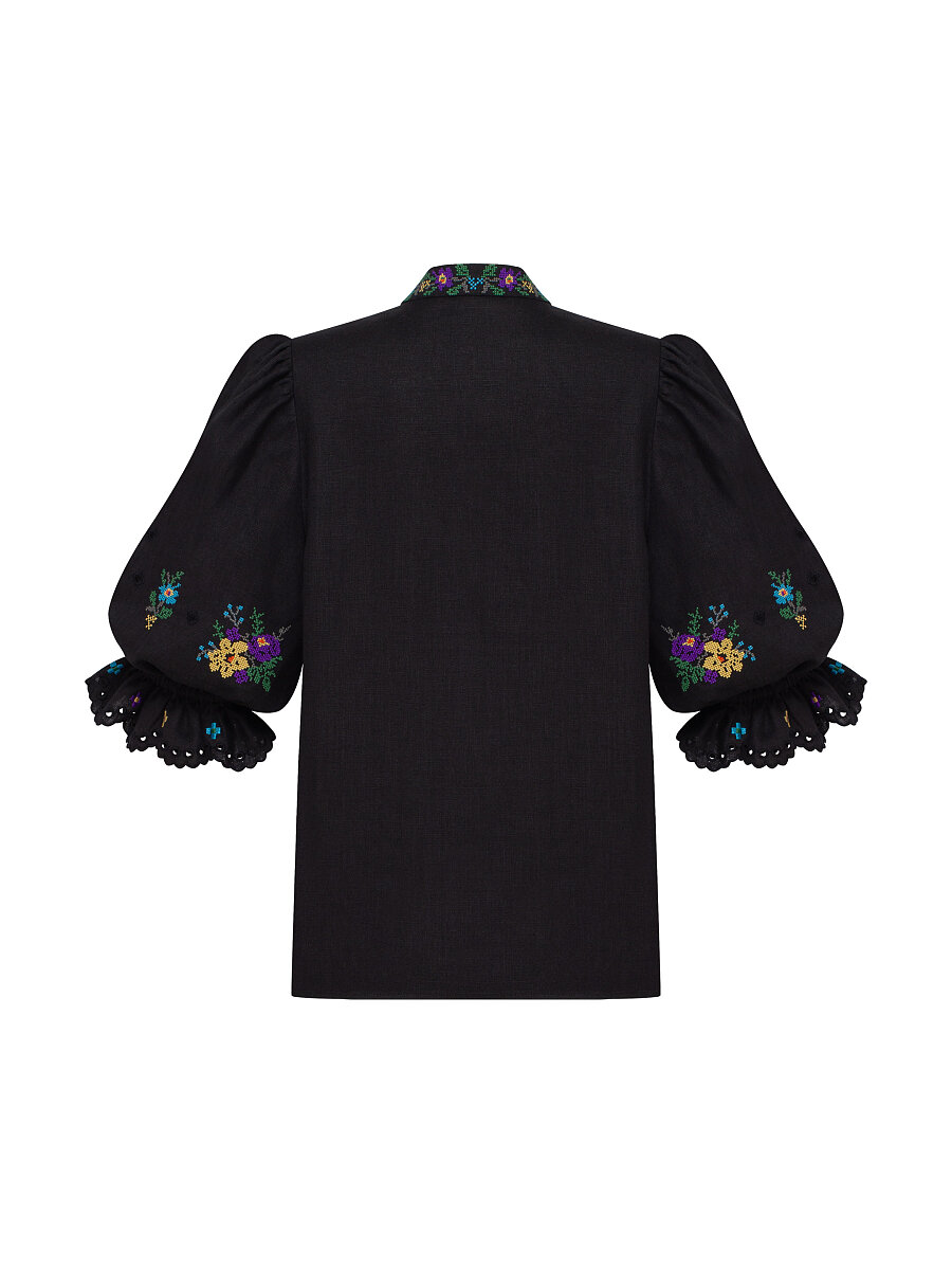 “Vesnoviy” black short-sleeved blouse [0]
