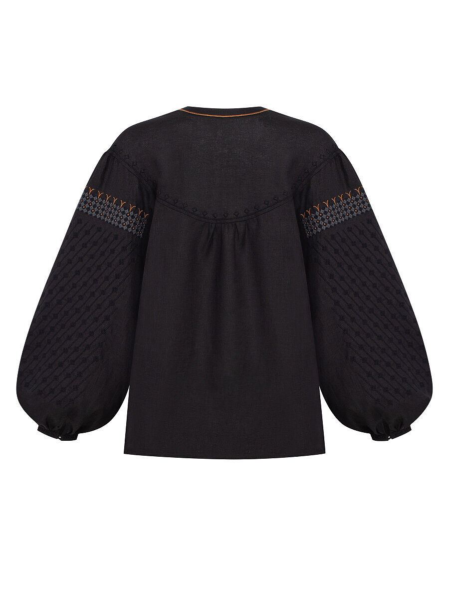 Women's Black Linen "Zemlya" Shirt [0]