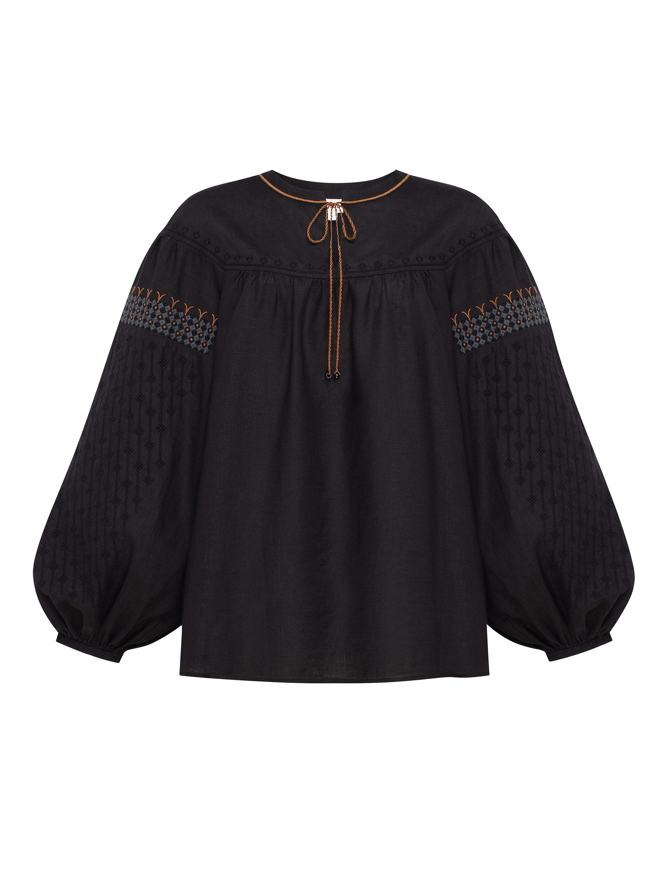 Women's Black Linen "Zemlya" Shirt fitting
