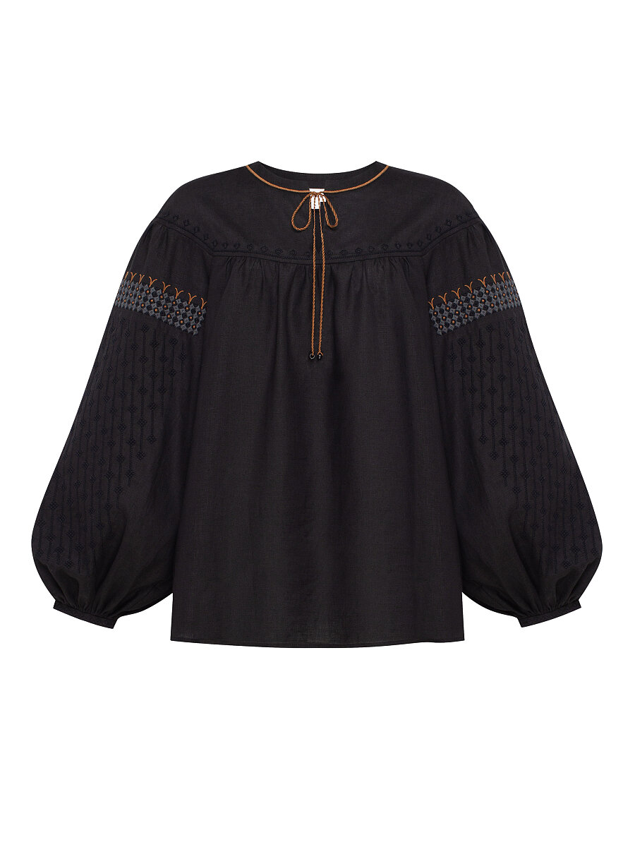 Women's Black Linen "Zemlya" Shirt [0]