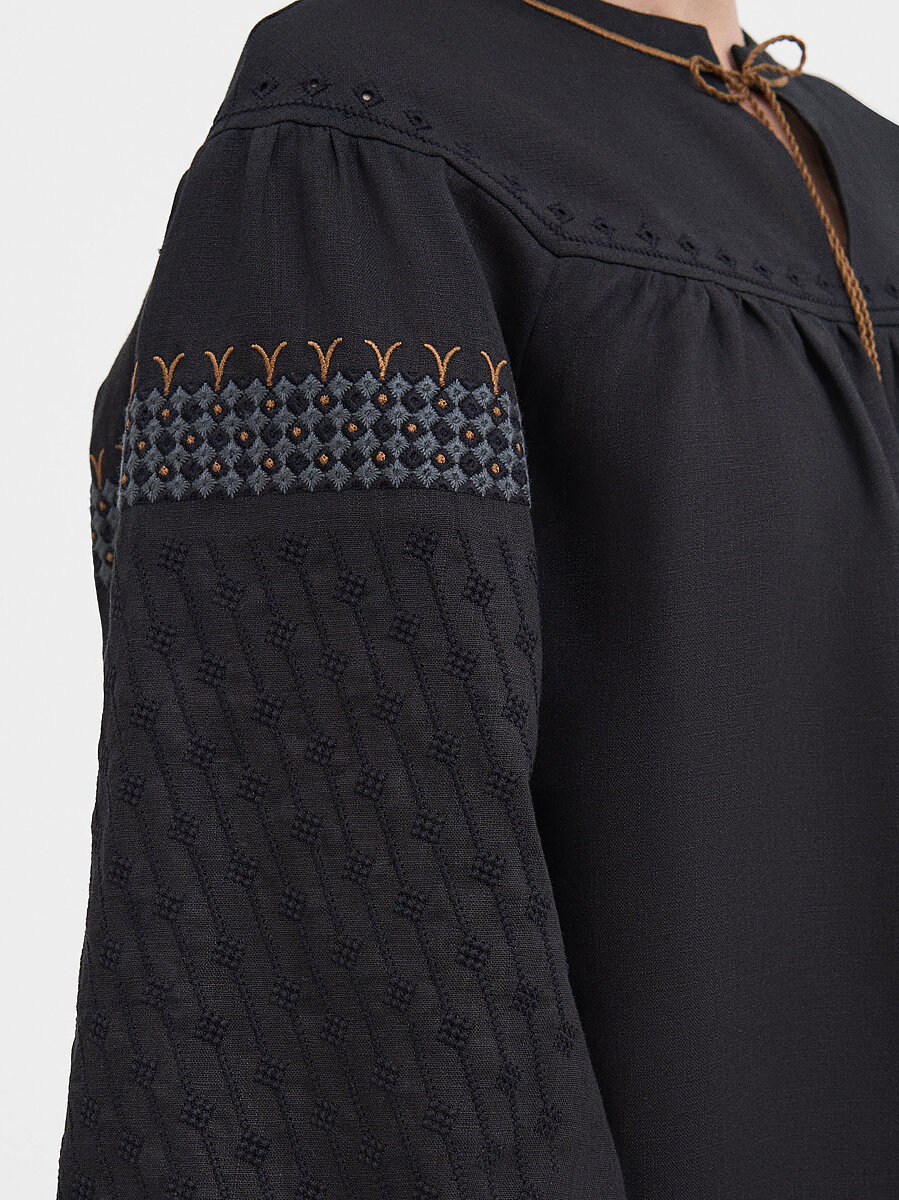 Women's Black Linen "Zemlya" Shirt [0]