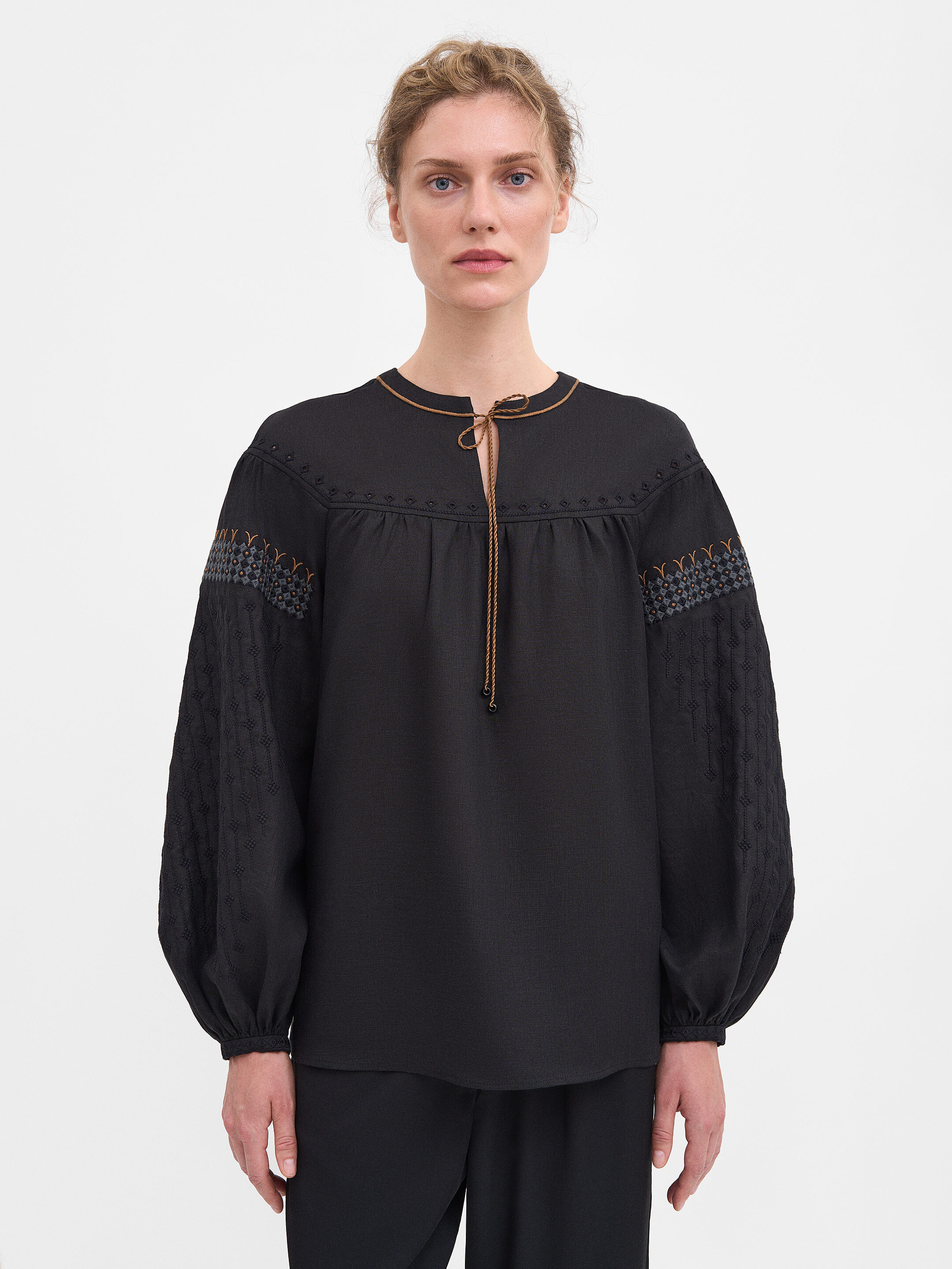 Women's Black Linen "Zemlya" Shirt cheap
