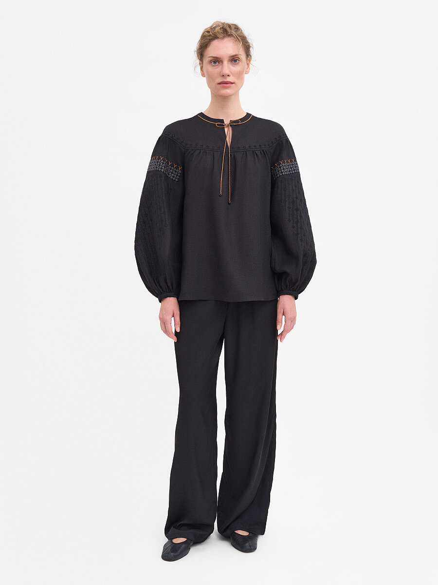 Women's Black Linen "Zemlya" Shirt [0]