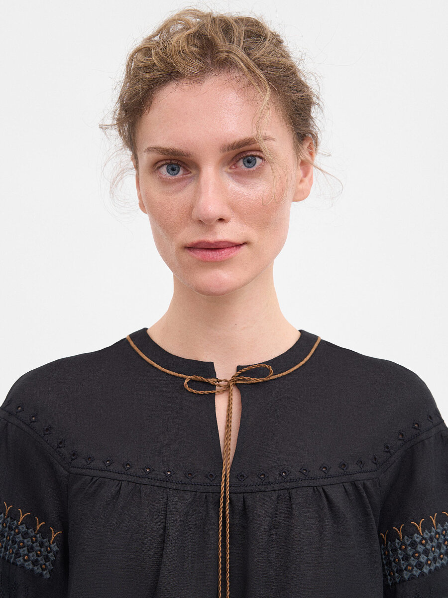 Women's Black Linen "Zemlya" Shirt [0]