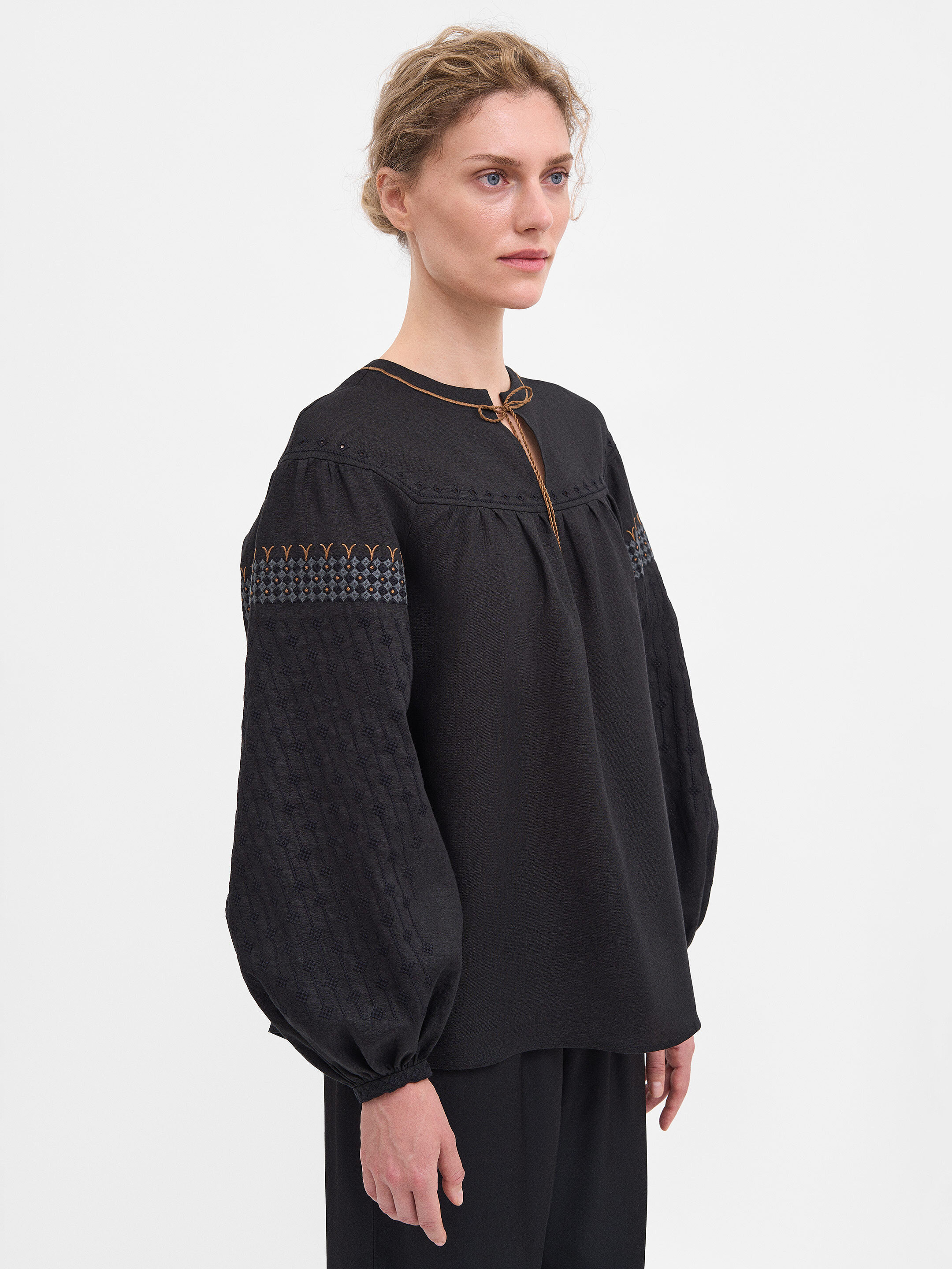 Women's Black Linen "Zemlya" Shirt in Ukraine