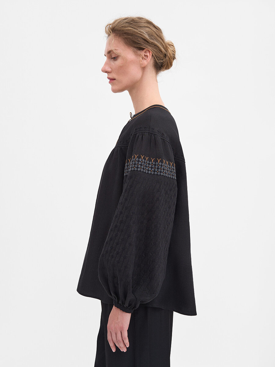 Women's Black Linen "Zemlya" Shirt [0]