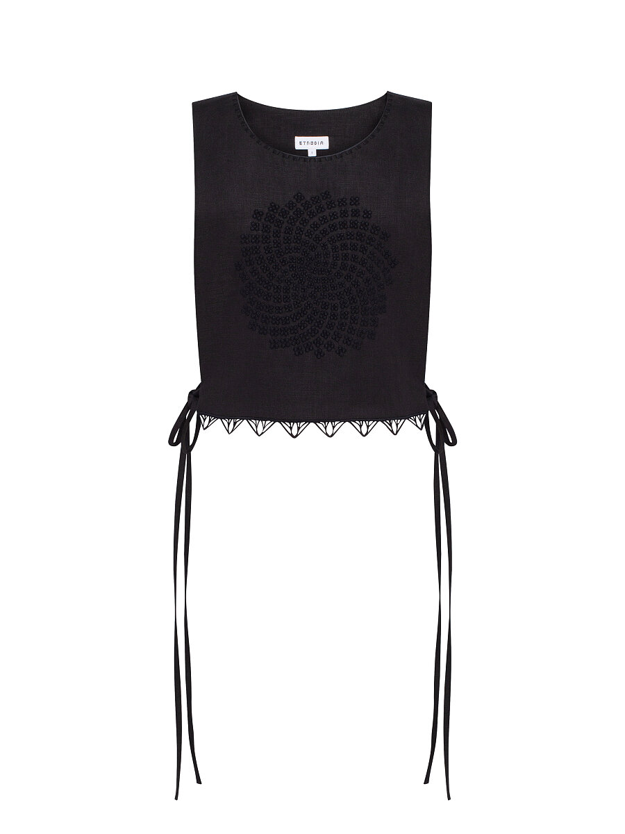 Black Linen "Dennytsia" Vest [0]