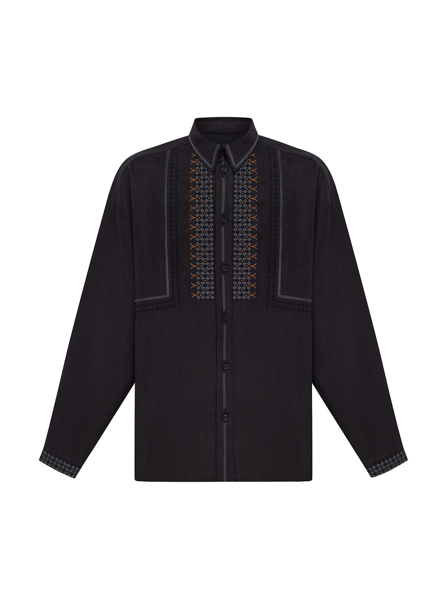 Men's Black Linen "Serpen" Shirt [0]