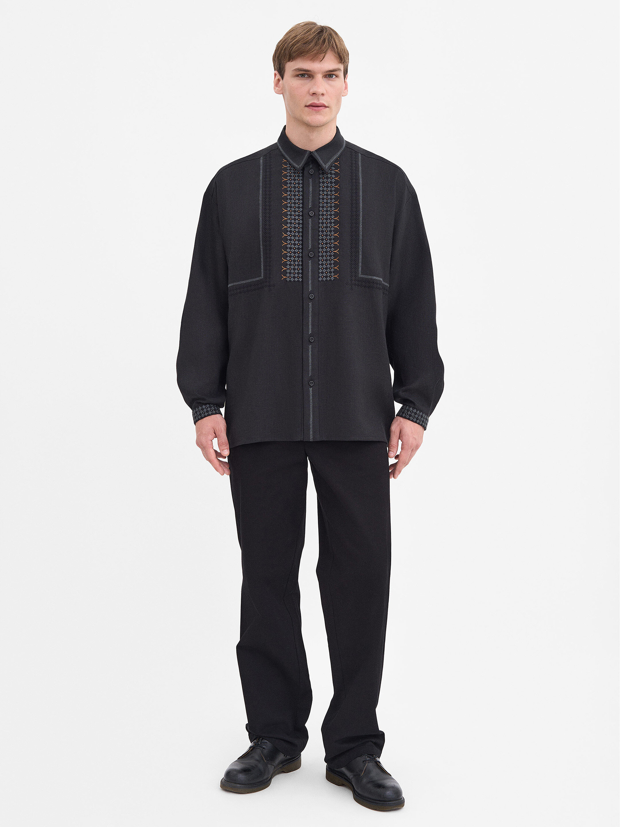 Men's Black Linen "Serpen" Shirt cheap
