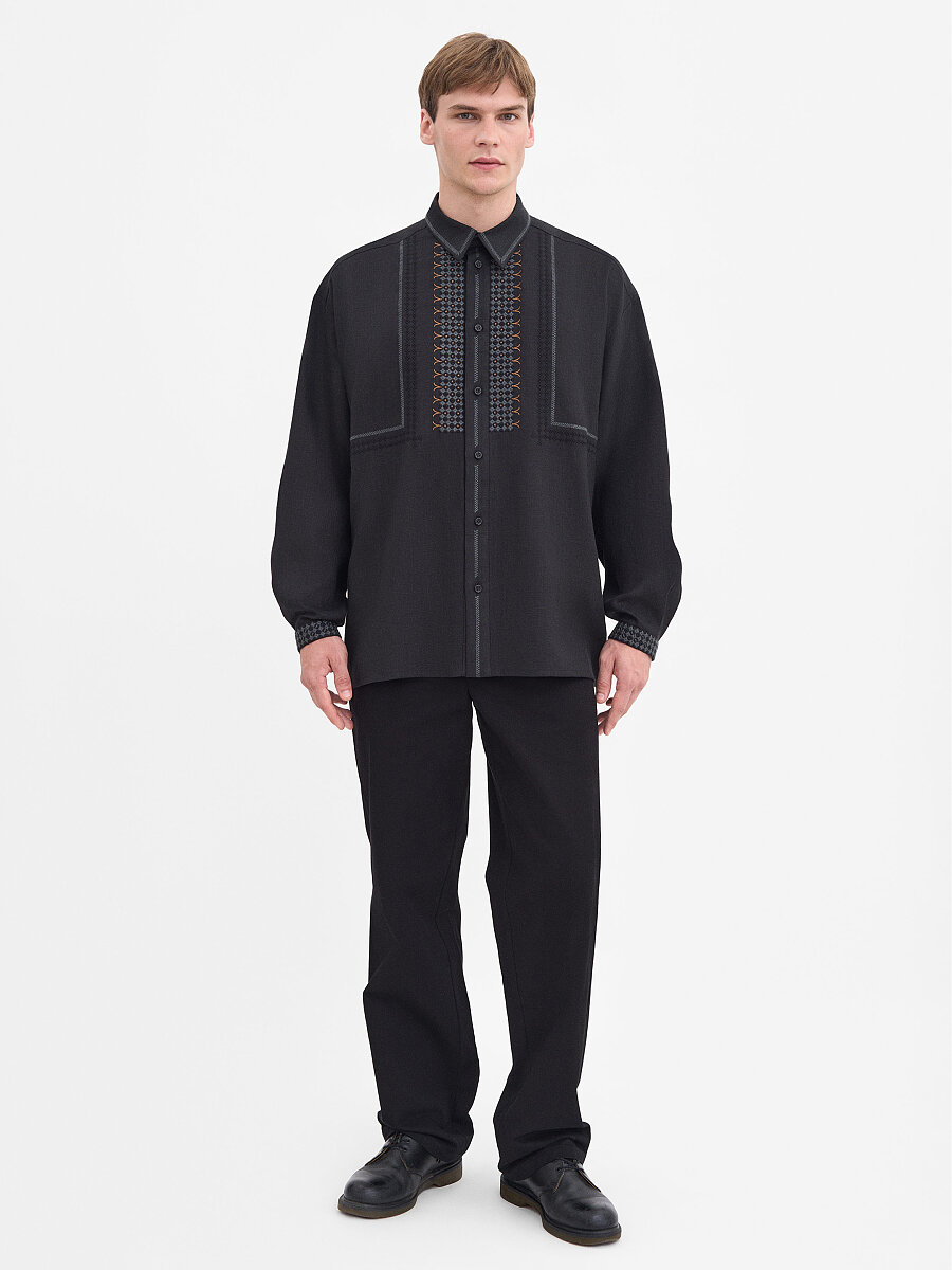 Men's Black Linen "Serpen" Shirt [0]