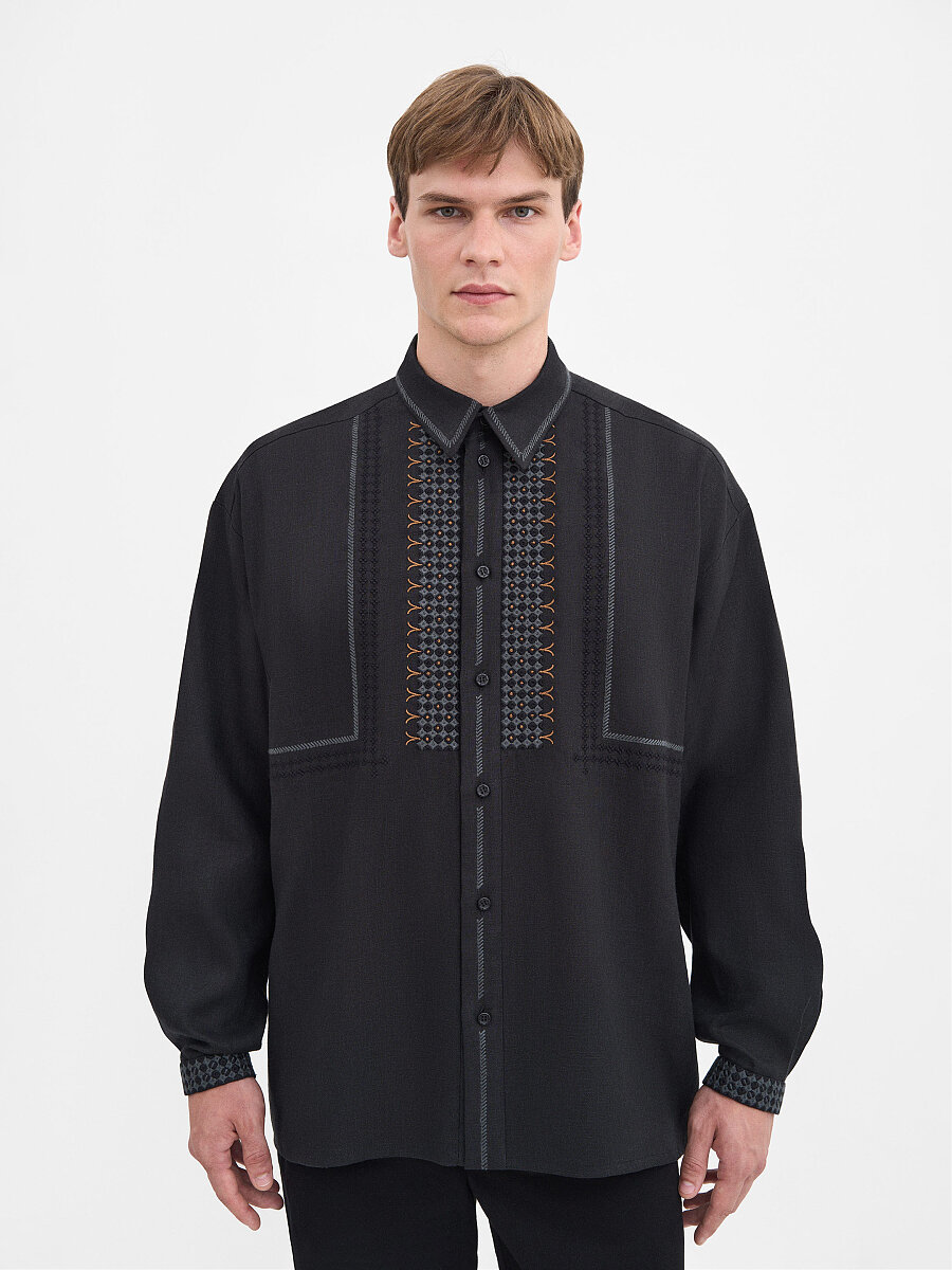Men's Black Linen "Serpen" Shirt [0]