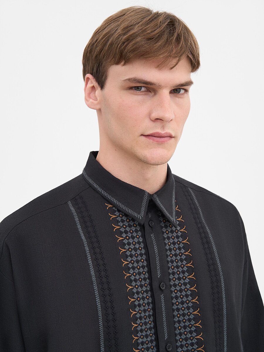 Men's Black Linen "Serpen" Shirt [0]