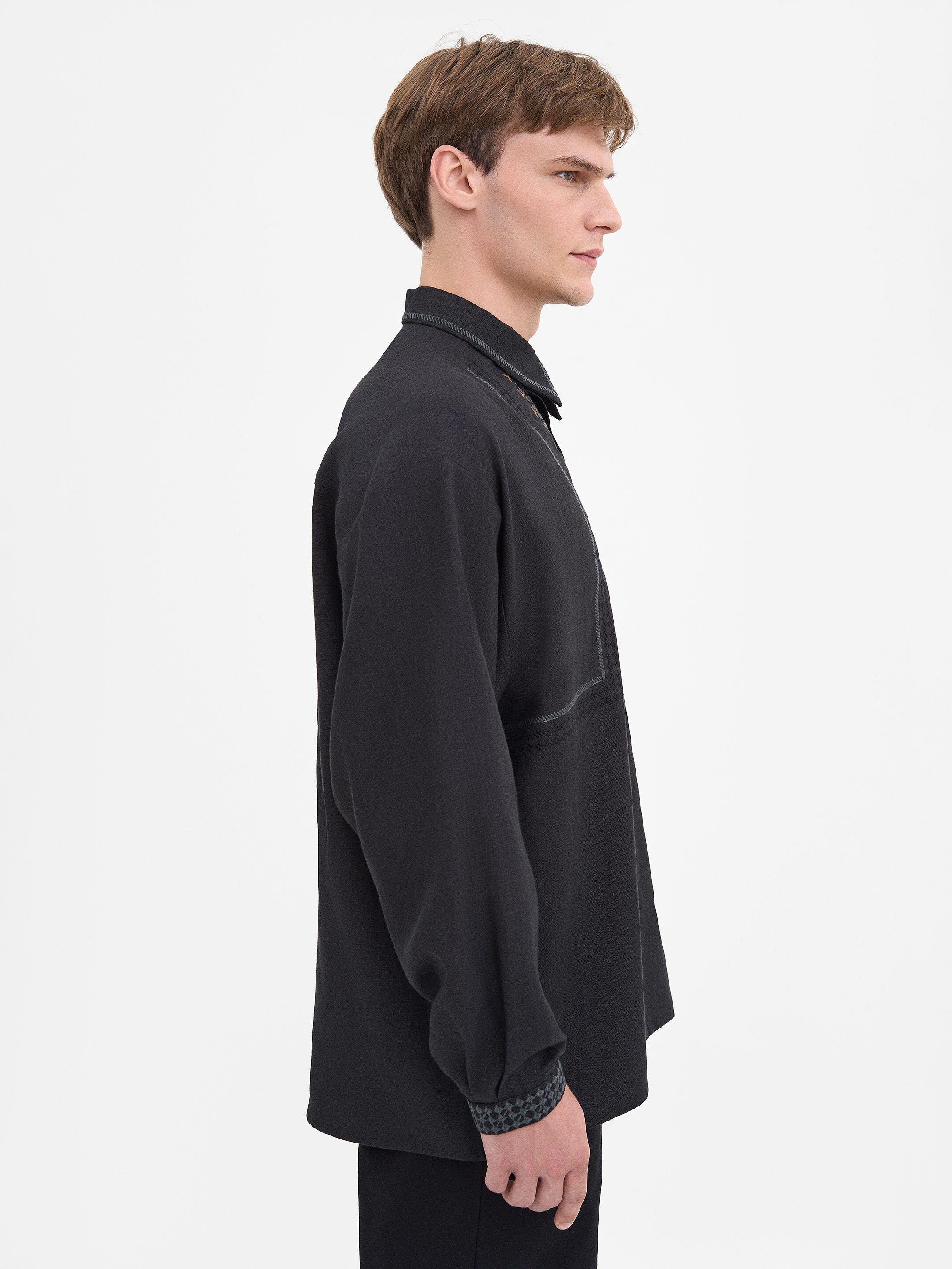 Men's Black Linen "Serpen" Shirt ціна
