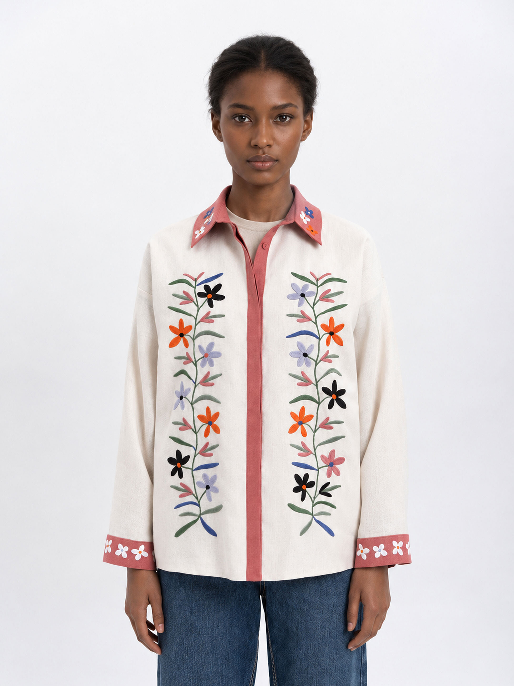 Women's shirt with an embroidered floral ornament "Ruta" Buy