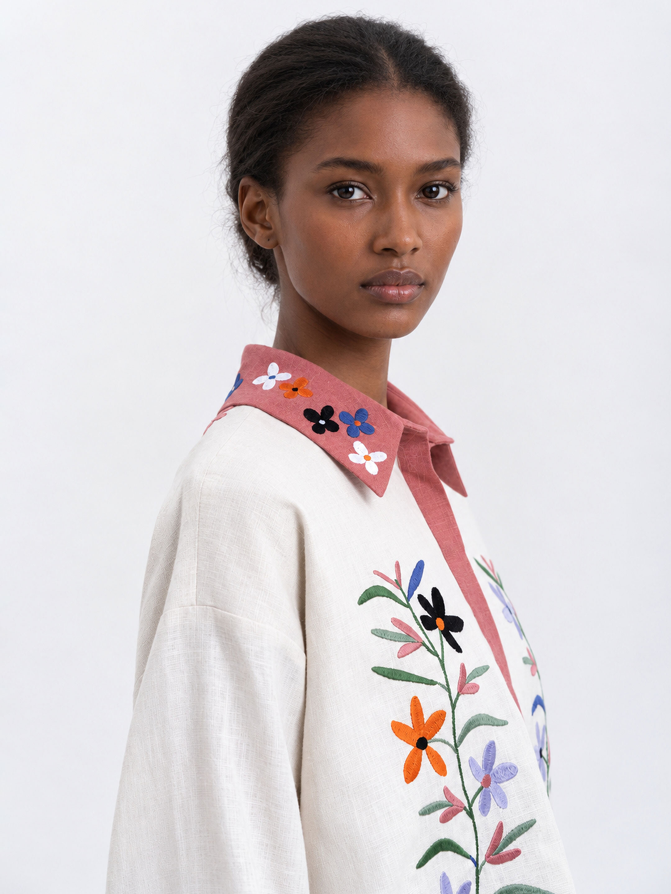 Women's shirt with an embroidered floral ornament "Ruta" ціна