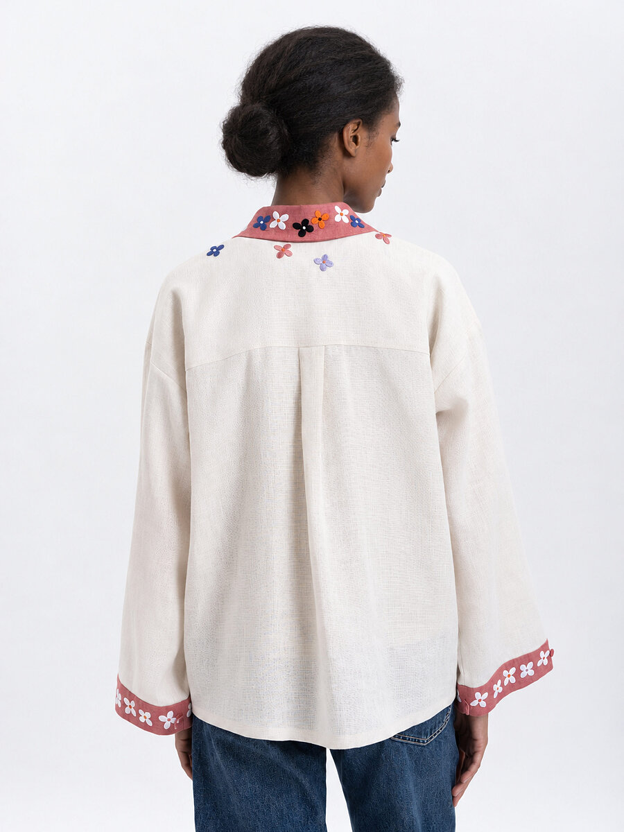 Women's shirt with an embroidered floral ornament "Ruta" [0]