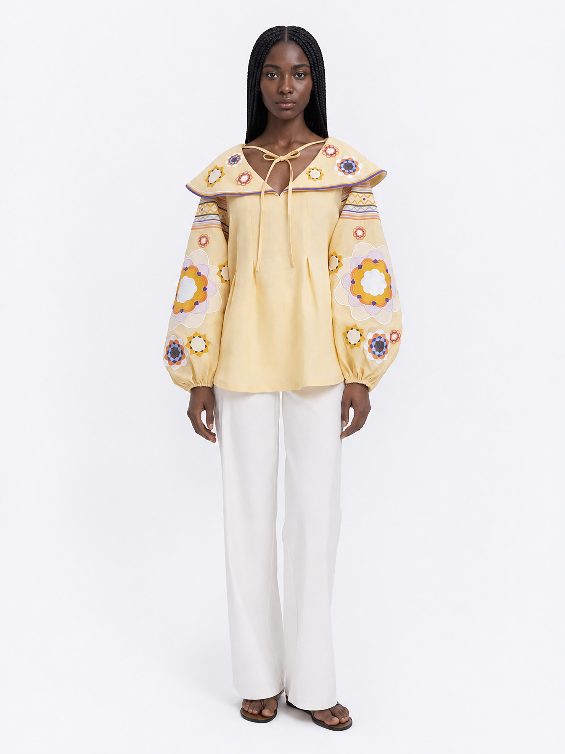 Linen embroidered shirt with botanical motif  “Lypa” cheap