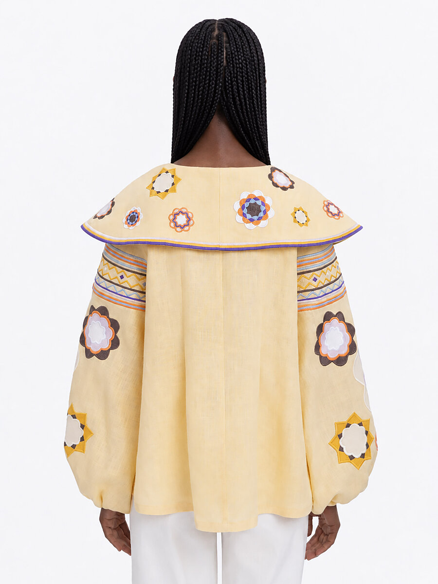 Linen embroidered shirt with botanical motif  “Lypa” [0]
