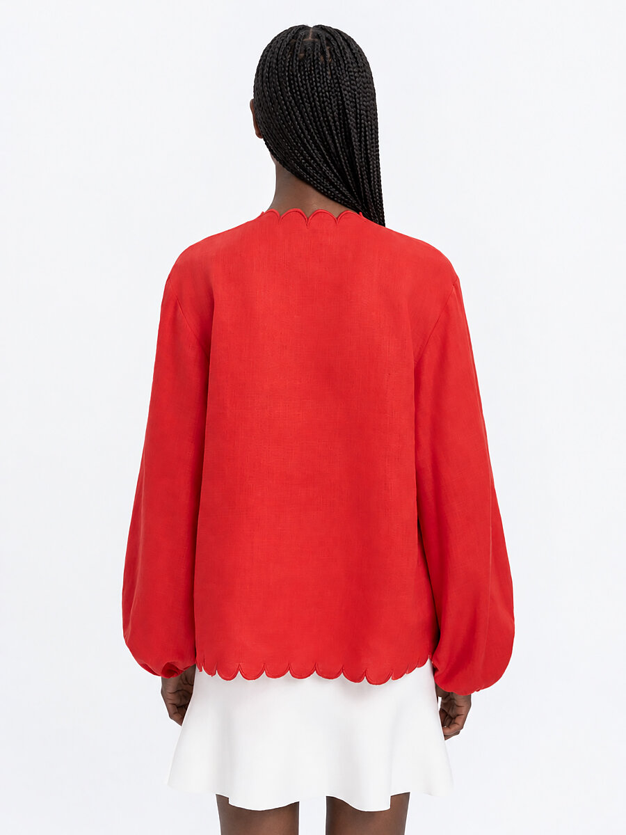 Red‑coloured embroidered shirt  “Troyanda” [0]