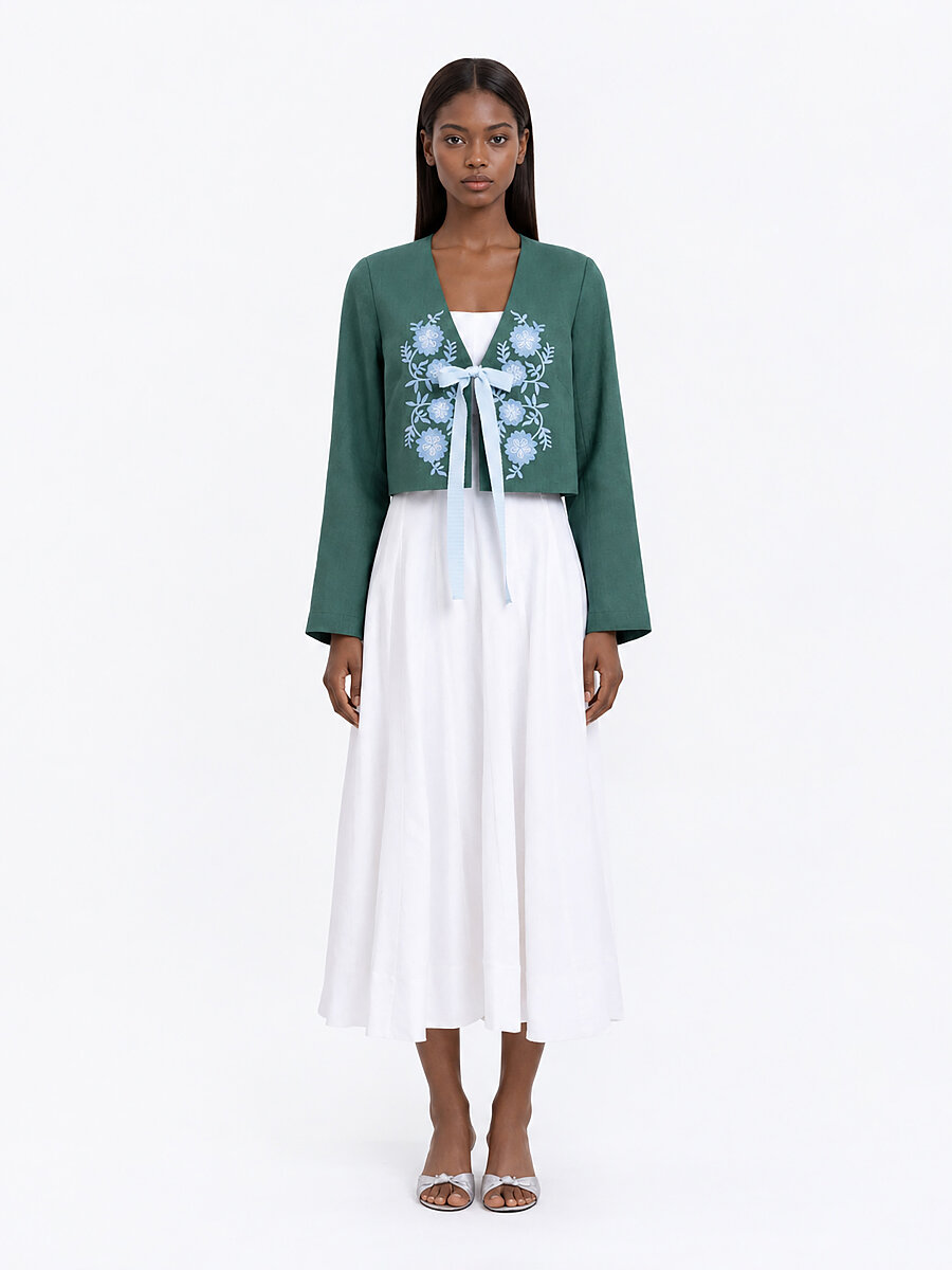 Linen embroidered jacket with ties  “Lakitka” [0]