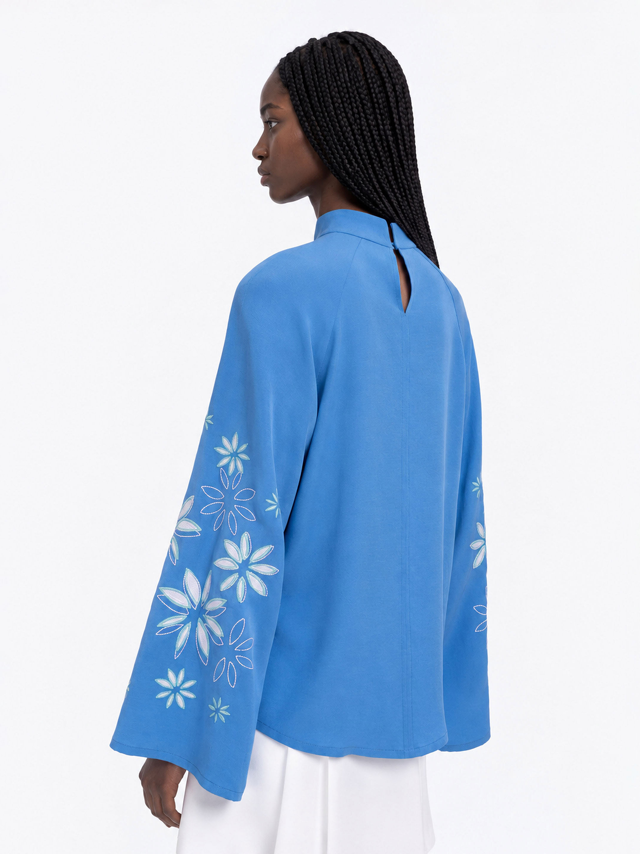 Blue‑coloured lightweight shirt  “Voloshka” in Ukraine