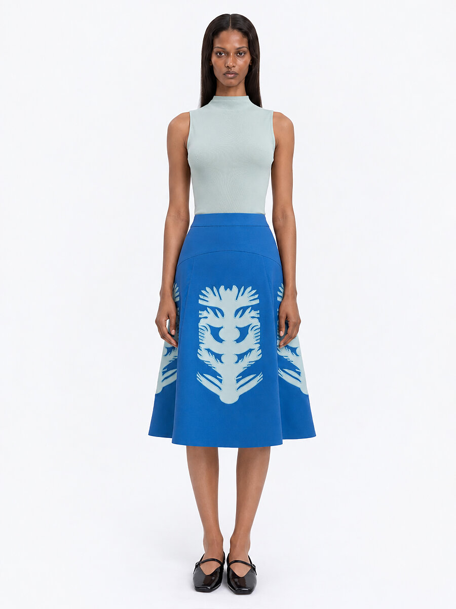 Embroidered blue skirt  “Lazuryt” [0]