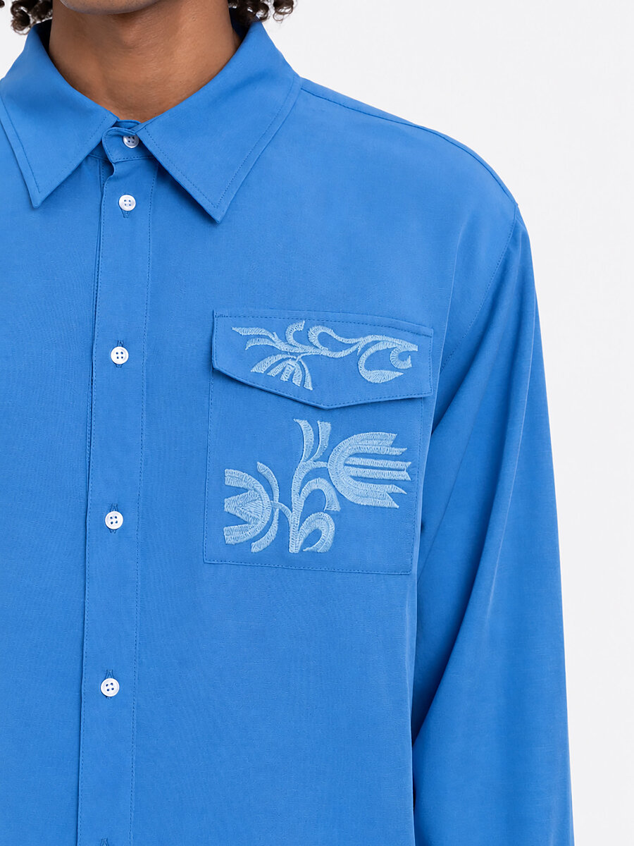 Light Embroidered Shirt "Khvylia Blue" [0]