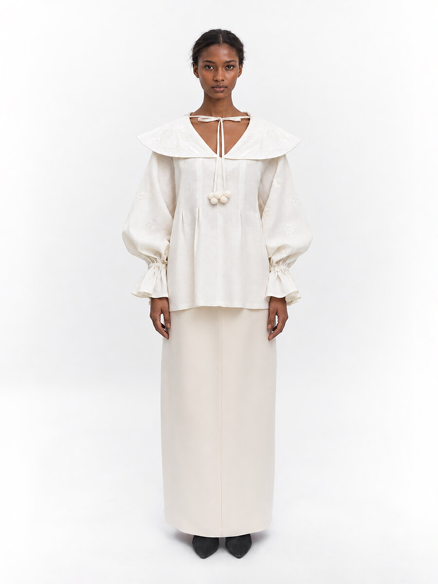 Milk white blouse "Lehit" [0]