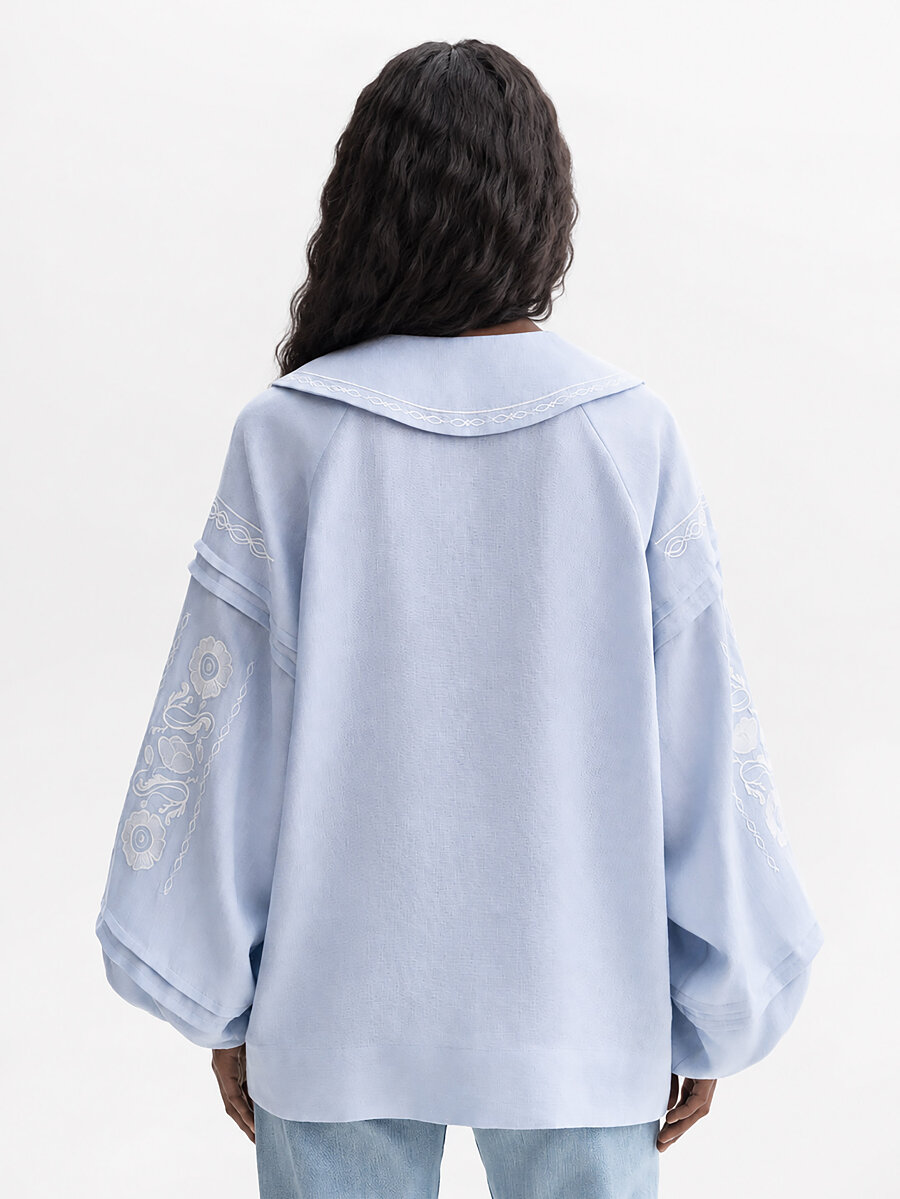 Soft blue shirt with white embroidery "Dnieper" [0]