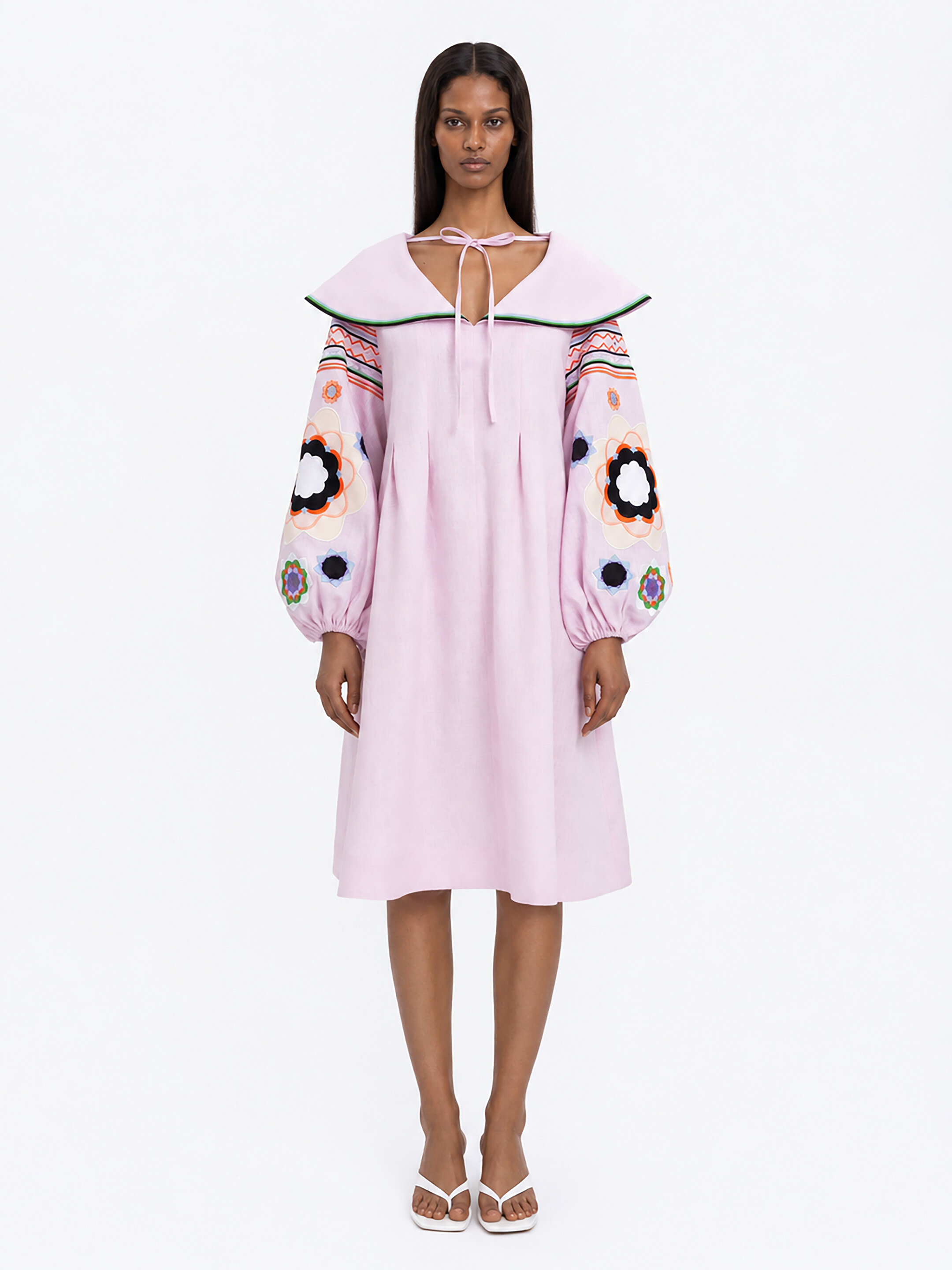 Embroidered dress with botanical motif  “Blush” Buy