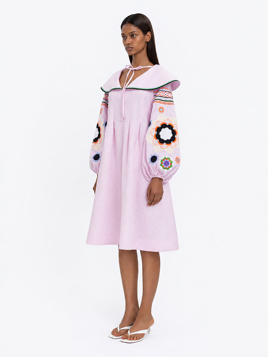 Embroidered dress with botanical motif  “Blush” [0]