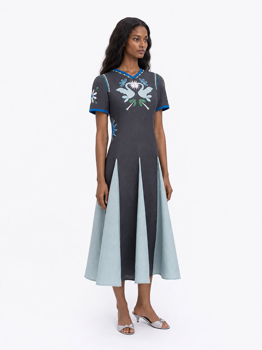 Linen short‑sleeve dress  “Lebidka” [0]