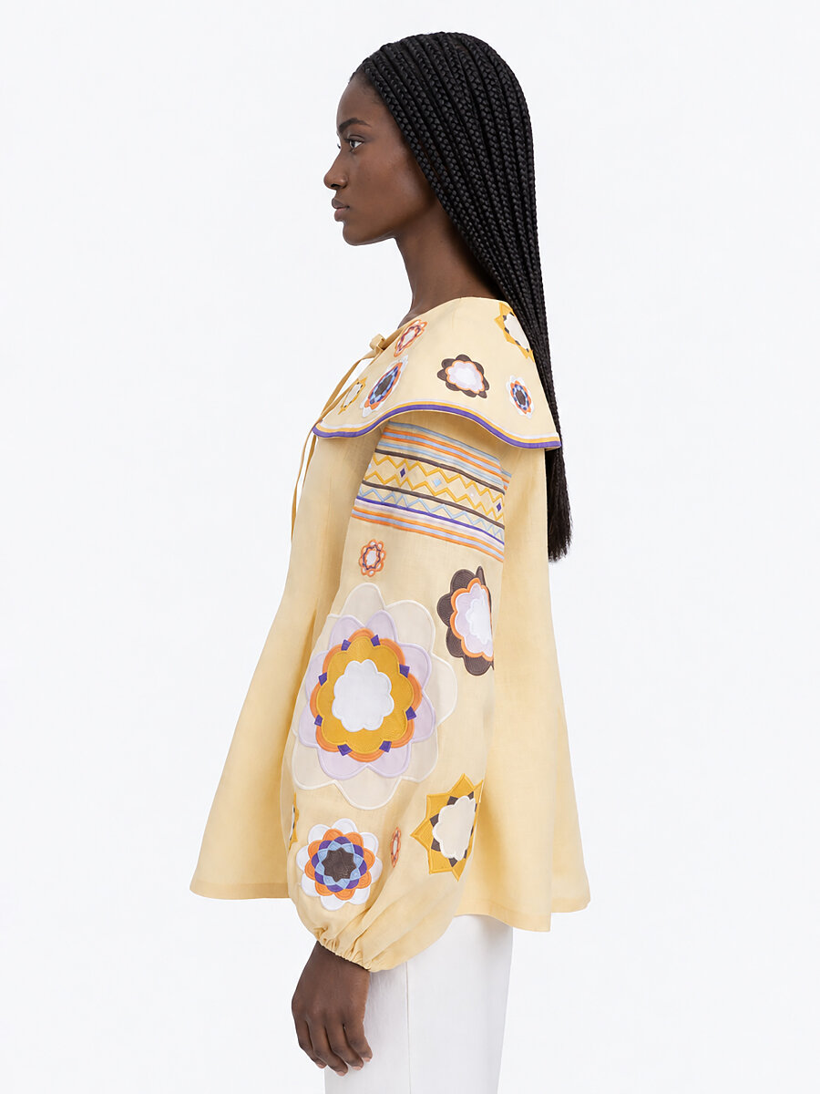Linen embroidered shirt with botanical motif  “Linden” [0]
