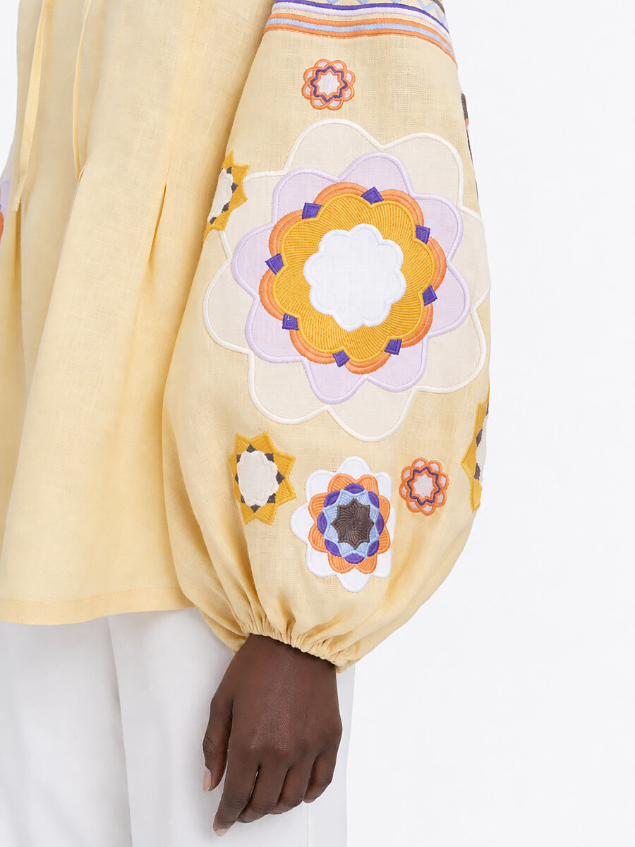 Linen embroidered shirt with botanical motif  “Linden” [0]