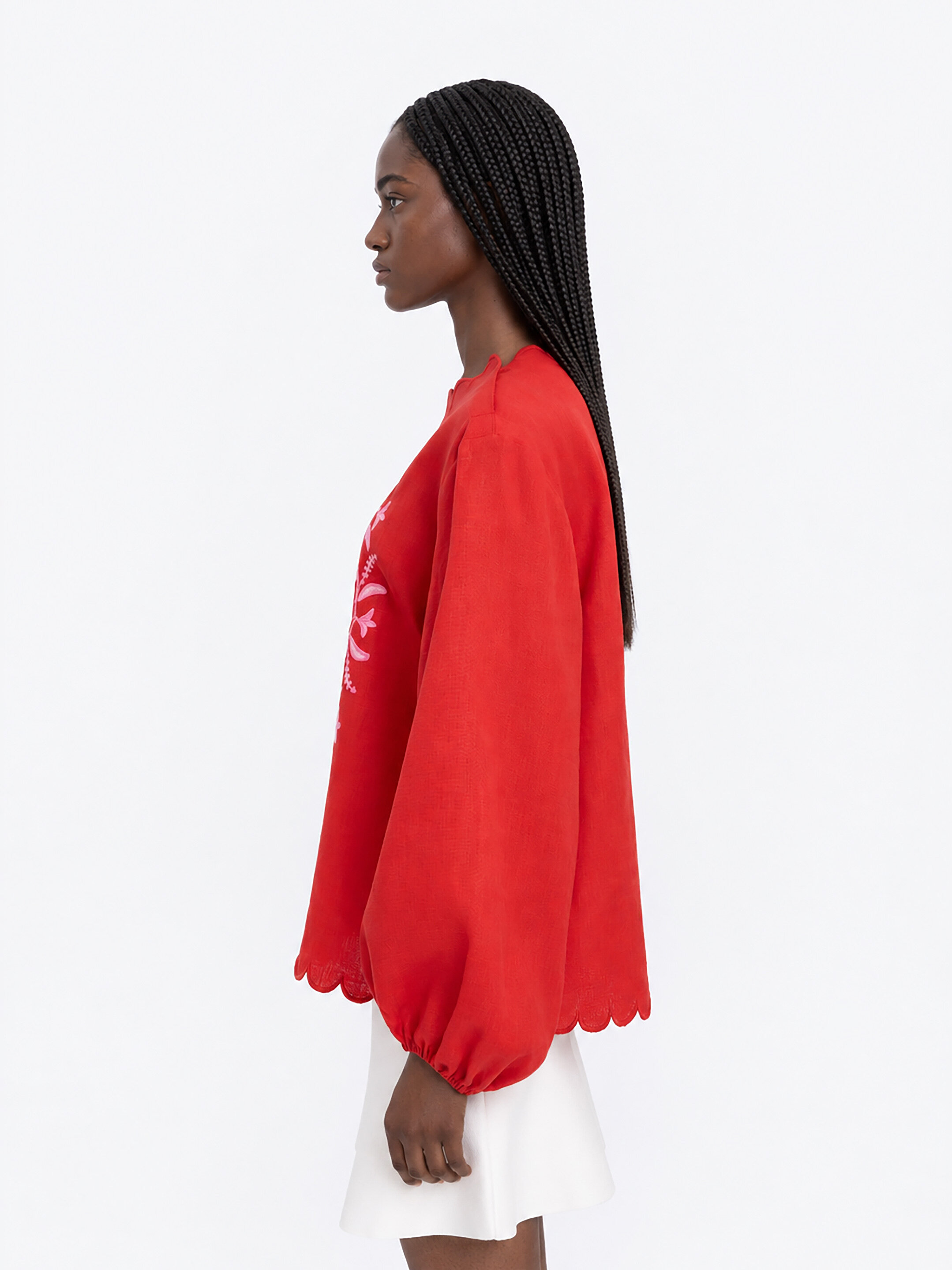 Red‑coloured embroidered shirt  “Troyanda” cheap