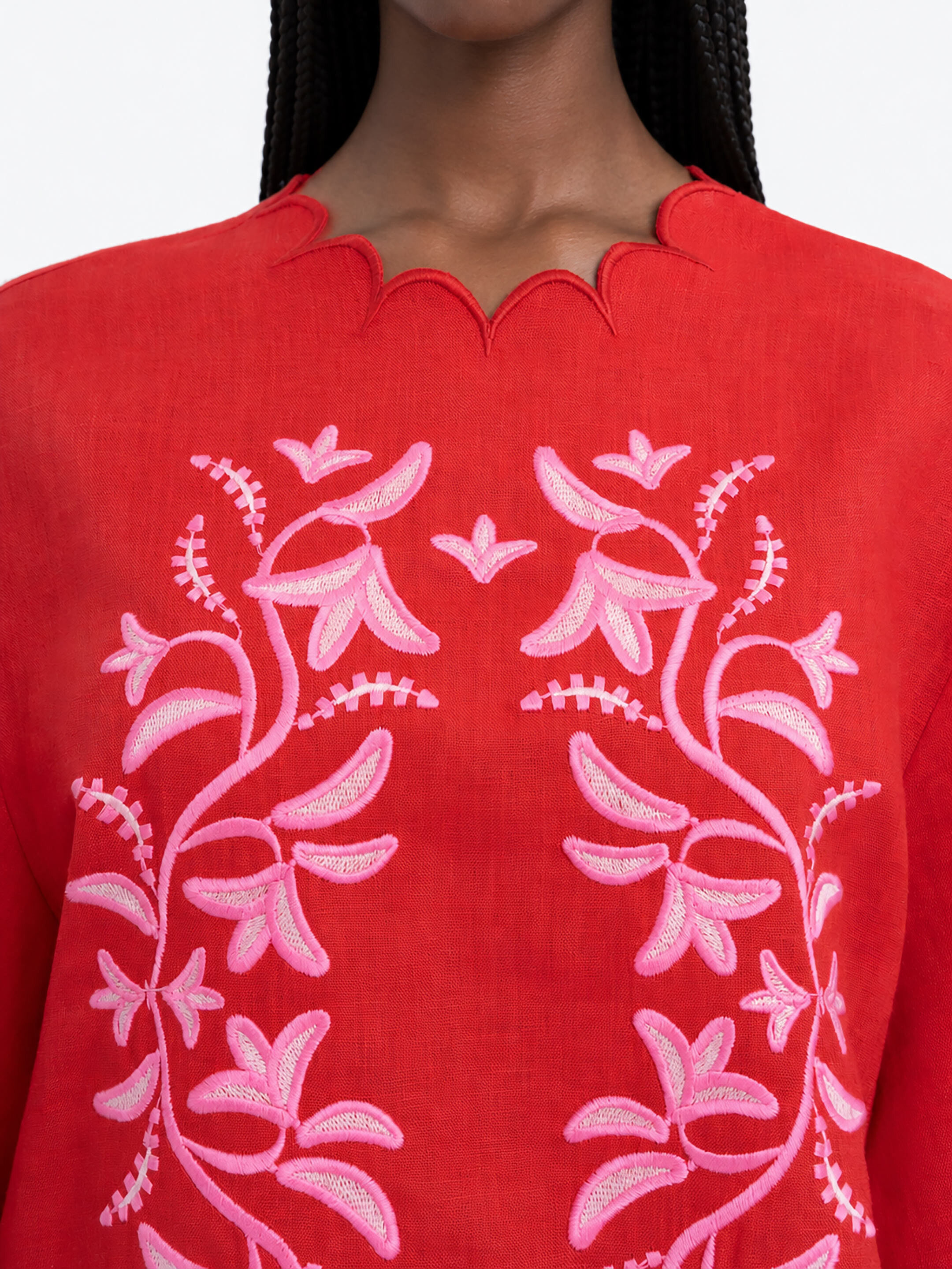Red‑coloured embroidered shirt  “Troyanda” photo